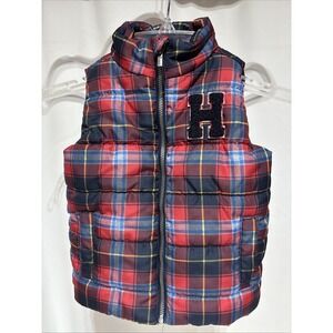Tommy Hilfiger Red Plaid‎ Varsity Puffer Vest Size 18 months Pockets